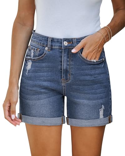 Vetinee Kurze Shorts Damen Damen Kurze Hosen Riff Blau Größe XX-Large Passt EU Größe 50 bis EU Größe 52 von Vetinee