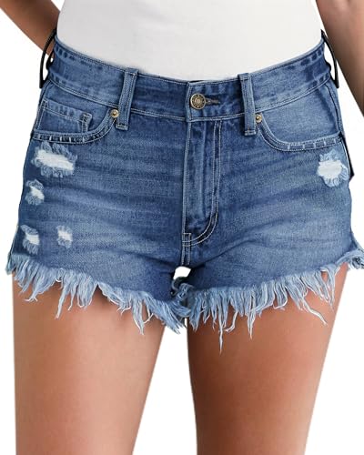 Vetinee Damen Shorts Jeans Kurze Damen Shorts Sommer Denim Shorts Damen Jeanshose kurz Damen Shorts y2k Hose Damen kurz Frisches Hellblau Größe Medium Passt EU Größe 38 bis EU Größe 40 von Vetinee