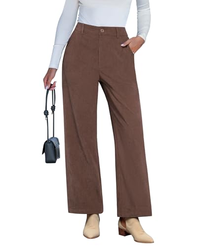 Vetinee Damenhosen Winter Palazzo Hose Braun Größe S passt für EU 34-36 von Vetinee