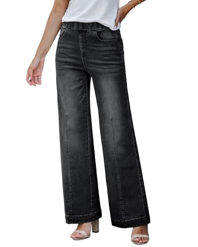 Vetinee Baggy Jeans Schwarz Jeans Damen High Waist Straight Leg Schwarz Größe X-Large Passt EU Größe 46 bis EU Größe 48 von Vetinee