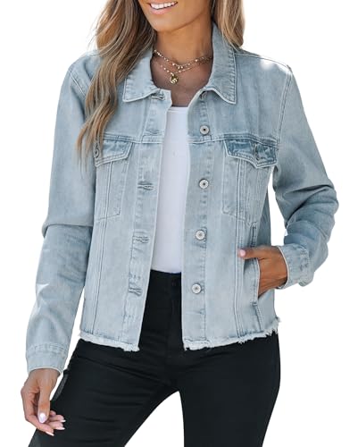 Vetinee Frühling Jacke Damen Jeansjacke Damen Sommer Roadnight Blau Größe XX-Large Passt EU Größe 50 bis EU Größe 52 von Vetinee