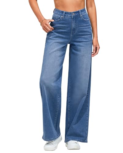 Vetinee Weite Jeans Damen Jeans Hose Damen Frisches Hellblau Größe Small Passend für EU Größe 34 bis EU Größe 36 von Vetinee