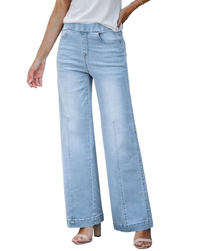 Vetinee Jeans High Waist Damen Jeans Damen Straight Leg Lakeside Blau Größe X-Large Passt EU Größe 46 bis EU Größe 48 von Vetinee