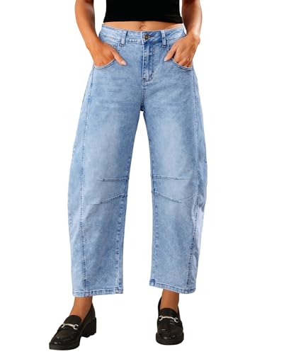 Vetinee Jeans Weites Bein Damen Jeans Damen Weit Roadnight Blau Größe X-Large Passt EU Größe 46 bis EU Größe 48 von Vetinee