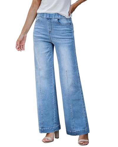 Vetinee Jeans Damen Boyfriend Jeans Damen High Waist Baggy Mittelblau Größe XX-Large Passt EU Größe 50 bis EU Größe 52 von Vetinee