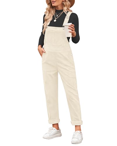 Vetinee Jumpsuit Weiß Jumpsuit Damen Sommer Locker Lässiger Sommer Vanille Größe Medium Passt EU Größe 38 bis EU Größe 40 von Vetinee
