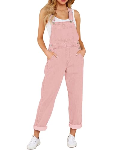 Vetinee Overall Herbst Jeans Latzhose Damen Rosa Größe X-Large Passt EU Größe 46 bis EU Größe 48 von Vetinee