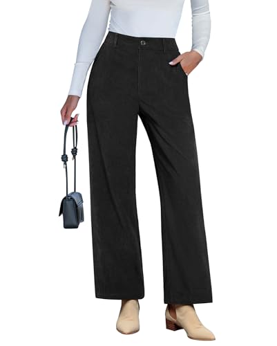 Vetinee Schwarze Hose Hose mit Gummizug Damen Schwarz Größe XXL passt für EU 50-52 von Vetinee