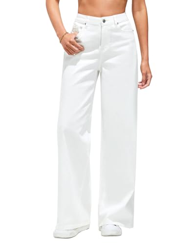 Vetinee Straight Leg Jeans Damen Baggy Jeans Damen High Waist Elfenbein Weiß Größe X-Large Passt EU Größe 46 bis EU Größe 48 von Vetinee