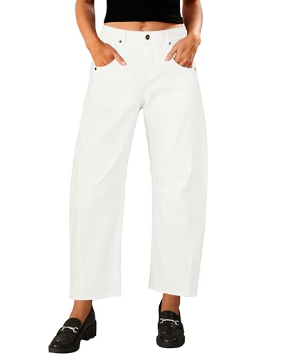 Vetinee Weisse Jeans Damen Stretch Hosen Damen Jeans Creme Weiß Größe Large Passt EU Größe 42 bis EU Größe 44 von Vetinee