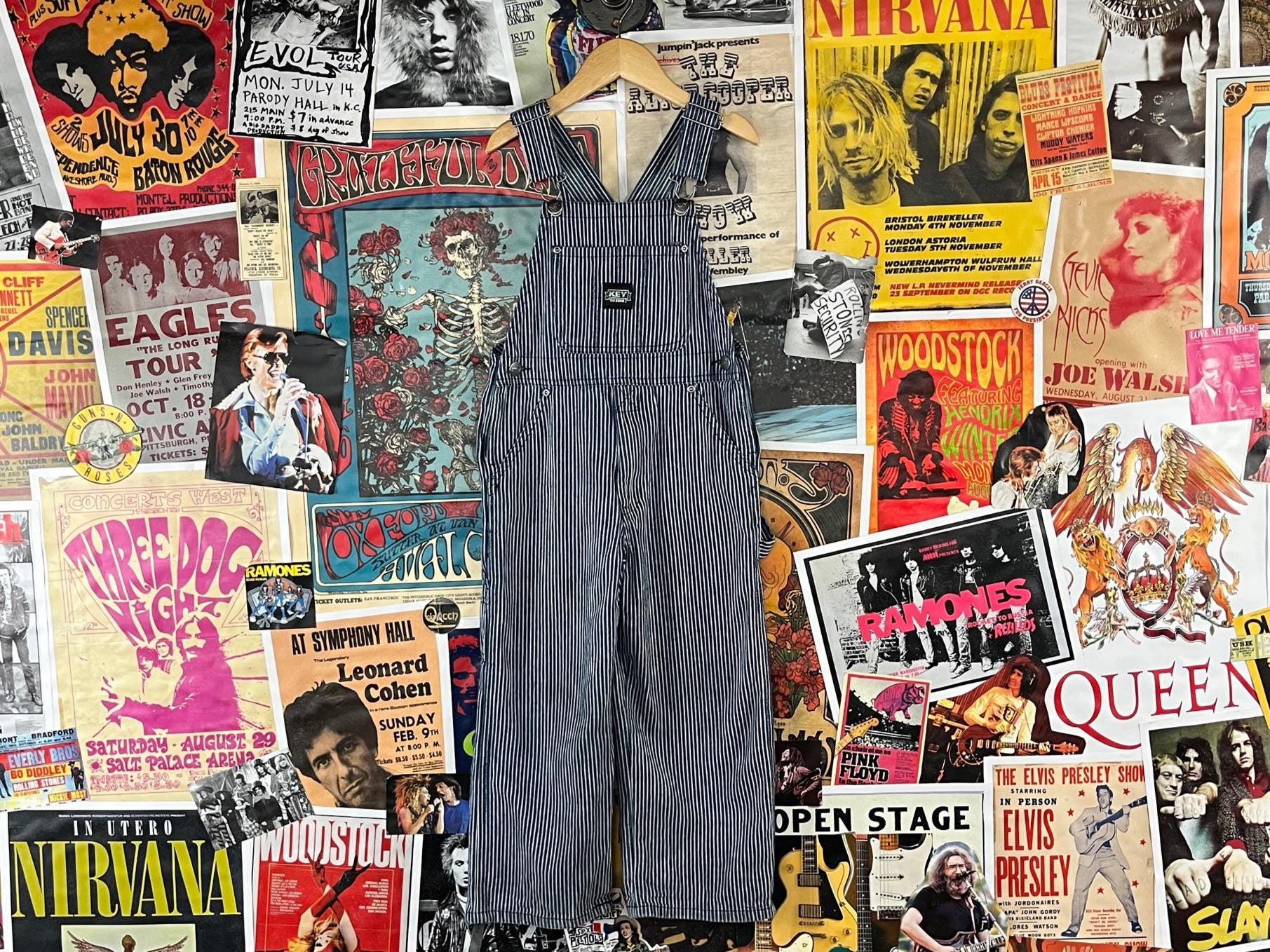 Kids Y2Ks 2000S Hickory Stripe Key Denim Workwear Accessoires Overall Größe 5 Jungen Mädchen Eisenbahn Gestreifte Latzhose Lätzchen Alle Baumwolle von VettedVintageWares