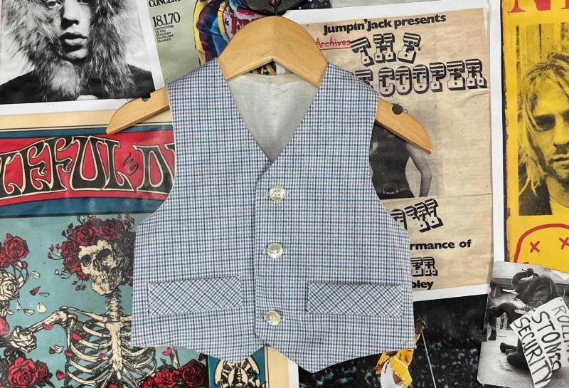 Vintage Kleinkind Jungen Kinder 70Er Jahre Blau Winzige Hahnentritt Karo V-Ausschnitt Weste Top 18-24 Monate Retro Maßgeschneiderte Kleidung Usa von VettedVintageWares