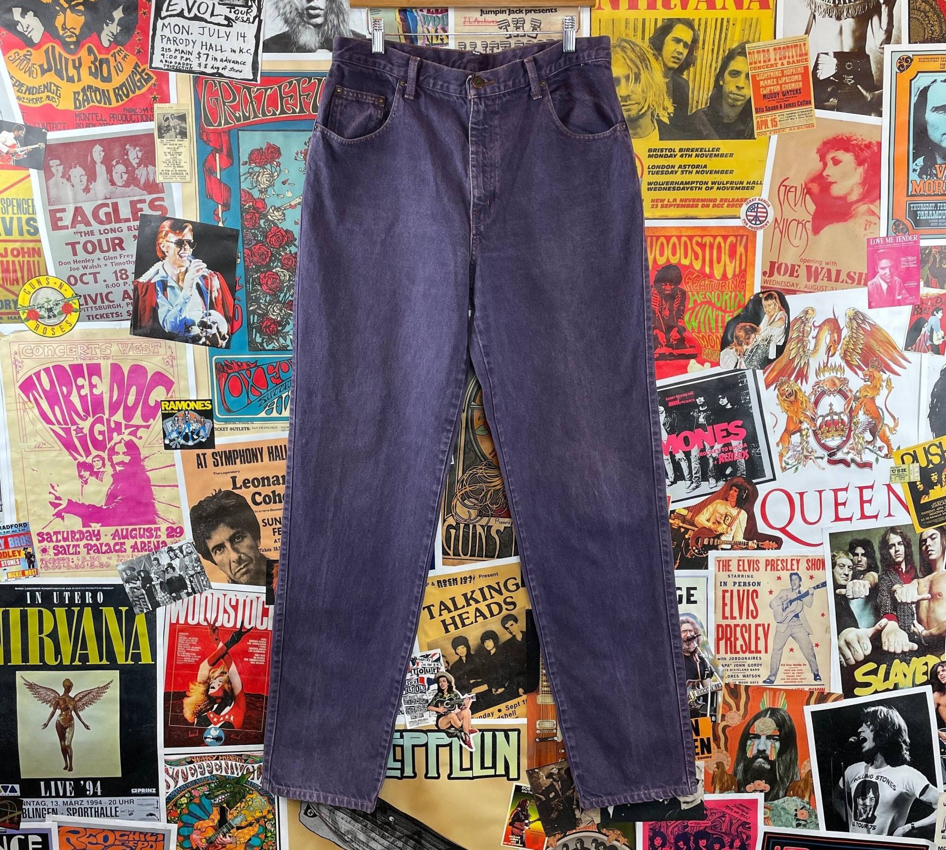 Vintage Damen 90Er Jahre High Rise Sasson 34x34 Tapered Denim Jeans, Mom Jeans 34 "Taille, Lila Hosen, Größe 16 von VettedVintageWares