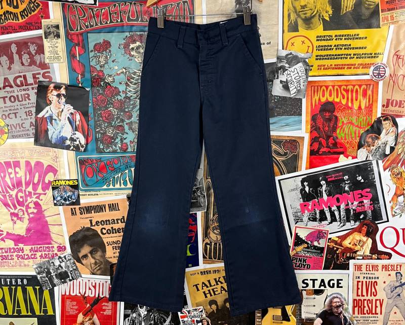 Vintage Kinder 70Er Jahre Navy Blau Polyester Farah Schlaghose Hose Größe 10 Slim Alter 8/9, Retro Jungen Herbst Kleidung Mod Kleid von VettedVintageWares