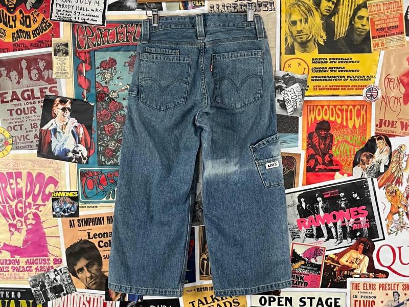 Vintage Kinder 90Er-2000Er Jahre Y2Ks Verblasste Blau Levi's Cargo Pocket Denim Jeans 8 Husky Alter 7-8 Jungen Mädchen Street Weites Bein Hose Grunge von VettedVintageWares