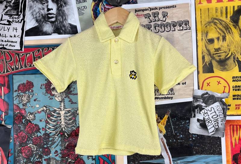 Vintage Kleinkind Jungen Kinder 50Er-60Er Jahre Gelb Midcentury Diamant Gestickt Patch Springfuß Polo-Shirt 3 T Retro Frühling Ostern Top Mod von VettedVintageWares