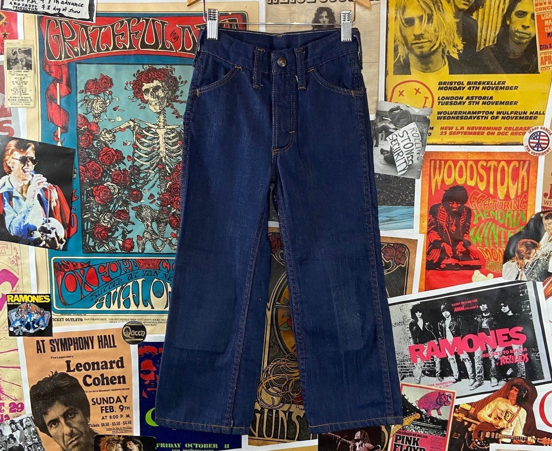 Vintage Kleinkind Kinder 70Er-80Er Jahre Dark Wash Gerades Bein Blau Denim Jeans 5T Slim, 70Er Retro Jungen Hose Größe 5, Rockabilly Kid von VettedVintageWares