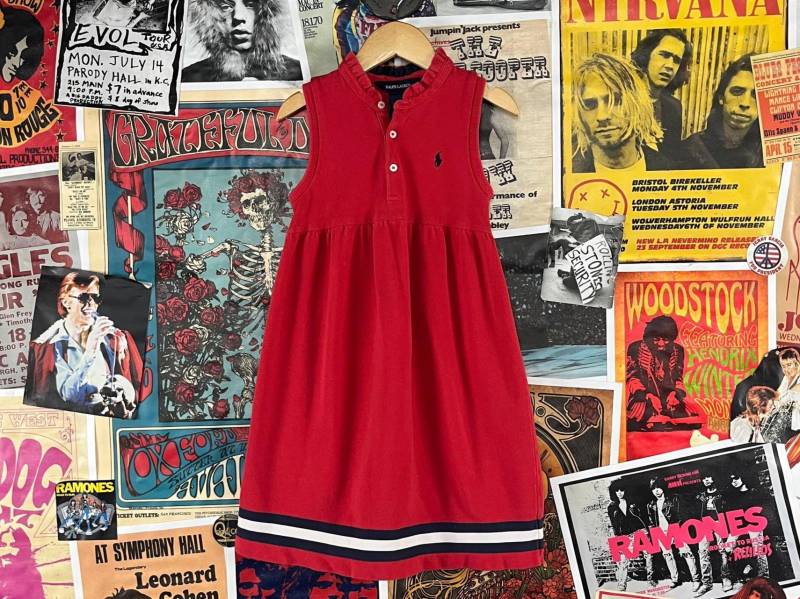 Vintage Mädchen Kinder 90Er Jahre 2000Er Y2Ks Rot Weiß Blau Ärmellos Polo Rl Ralph Lauren Kleid Größe 6 Alter 5-6 4. Juli Usa Preppy Nautical von VettedVintageWares