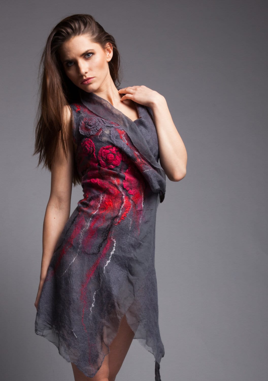 Ausgefallene Weste Hergestellt Aus Seidenchiffon Und Merinowolle, Kunstfaser, Geschenk-Idee, Alle Größen Erhältlich Auf Bestellung von Veuna