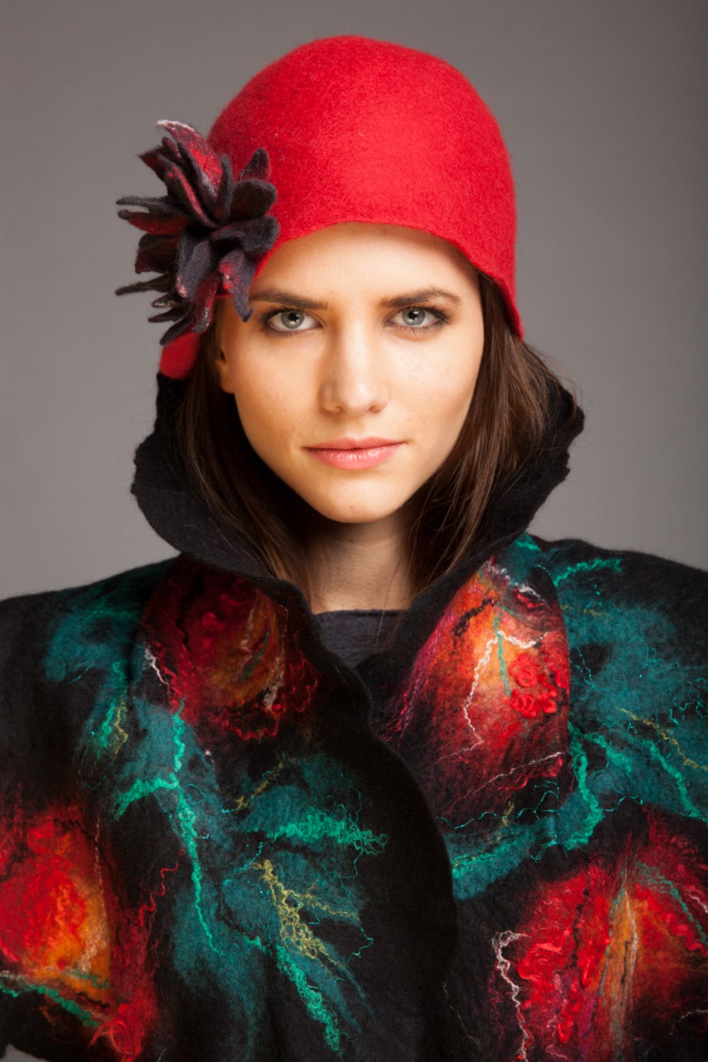 Valentinstag Muttertag Geschenk Sonderrabatt Filzhut, Rote Mütze Warm Und Stylisch Unikat Handgemacht Kunst Faser Idee Tragbare von Veuna