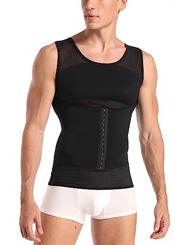 Herren Kompression Tank Top Bauch Kontrolle Shapewear Vest Abnehmen Körper Shaper Unterhemden Taille Trainer（M-Black） von Vevarble