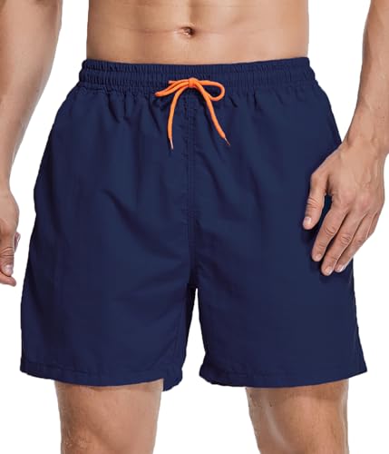 Vevarble Badehose Herren Beachshorts mit Taschen Männer Strandshorts Schnelltrocknend Mit Tunnelzug Meshfutter Badeshorts M,Marine Blau von Vevarble