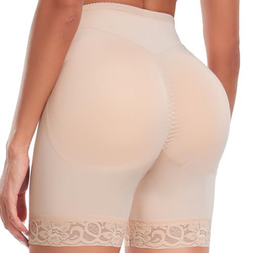 Vevarble Damen Bekleidung Po Push Up Unterhose Figurformende Unterwäsche Unterbauch Kontrolle Miederpants Butt Lifter Spitze Miederhose XXL,Beige von Vevarble