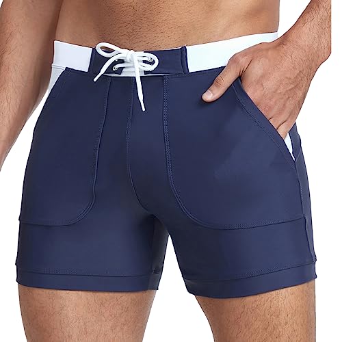 Vevarble Herren Badehose Schnell trocknende Bademode Shorts Beach Boardshorts Kordelzug Sport Boxershorts Stretchy Badeanzüge mit Taschen(M-ZQ) von Vevarble