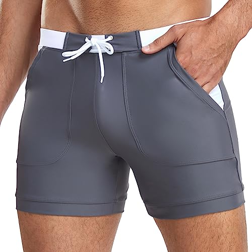 Vevarble Herren Badehose Schnell trocknende Bademode Shorts Beach Boardshorts Kordelzug Sport Boxershorts Stretchy Badeanzüge mit Taschen(XXL-SH) von Vevarble