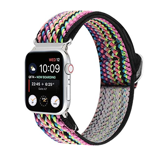 VeveXiao Geflochtenes Solo Loop Stretchy Strap Kompatibel mit Apple Watch Band 41mm 40mm 38mm, elastischer Nylon Stretch Armband für iWatch Series 7/6/5/4/3/2/1/SE Damen Herren von VeveXiao