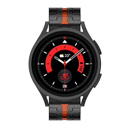 VeveXiao Kompatibel mit Samsung Galaxy Watch 5 Pro 45mm Armband, 20mm Metall Edelstahl Ersatzarmbänder Galaxy Watch 5 40mm/44mm, Galaxy Watch 4 Classic 42mm/46mm für Herren und Damen (Schwarz rot) von VeveXiao