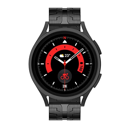 VeveXiao Kompatibel mit Samsung Galaxy Watch 5 Pro 45mm Armband, 20mm Metall Edelstahl Ersatzarmbänder Galaxy Watch 5 40mm/44mm, Galaxy Watch 4 Classic 42mm/46mm für Herren und Damen (schwarz) von VeveXiao