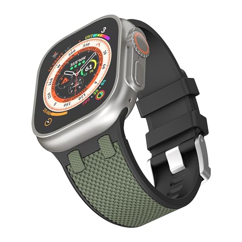 VeveXiao Luxuriöses, langlebiges, robustes Armband, kompatibel mit Apple Watch, 49 mm, 45 mm, 44 mm, 42 mm, für Damen und Herren, weiches Silikon-Ersatzband für iWatch Ultra 2, Serie 9, 8, 7, 6, 5, 4, von VeveXiao