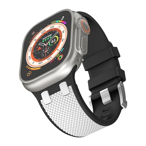 VeveXiao Luxuriöses, langlebiges, robustes Armband, kompatibel mit Apple Watch, 49 mm, 45 mm, 44 mm, 42 mm, für Damen und Herren, weiches Silikon-Ersatzband für iWatch Ultra 2, Serie 9, 8, 7, 6, 5, 4, von VeveXiao