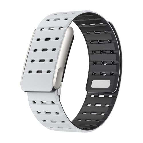 VeveXiao Robustes magnetisches Silikon Armband kompatibel mit WHOOP 5 | Whoop MG Band, Sport Anti Schweiß atmungsaktiv Silikon-Sportschlaufenbänder für Männer Frauen (Hellgrau schwarz, Whoop 5.0) von VeveXiao