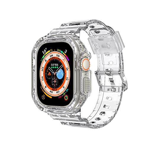 VeveXiao Schutzhülle mit Armband kompatibel mit Apple Watch Ultra 49mm Armband mit Hülle, robuste Schutzhülle mit Armband für iWatch Ultra 49 mm Armband für Herren und Damen (49mm, transparent) von VeveXiao