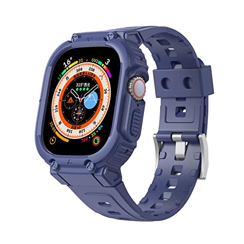 VeveXiao Schutzhülle mit Armband kompatibel mit Apple Watch Ultra 49mm Armband mit Hülle, robuste Schutzhülle mit Armband für iWatch Ultra 49 mm Armband für Herren und Damen (49mm, midnight blue) von VeveXiao
