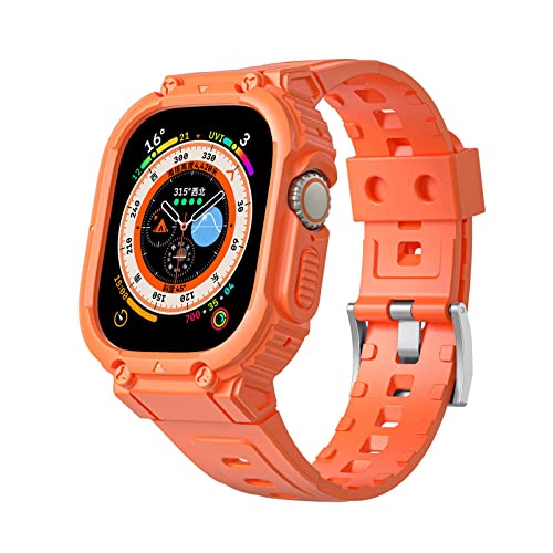 VeveXiao Schutzhülle mit Armband kompatibel mit Apple Watch Ultra 49mm Armband mit Hülle, robuste Schutzhülle mit Armband für iWatch Ultra 49 mm Armband für Herren und Damen (49mm, Orange 1) von VeveXiao