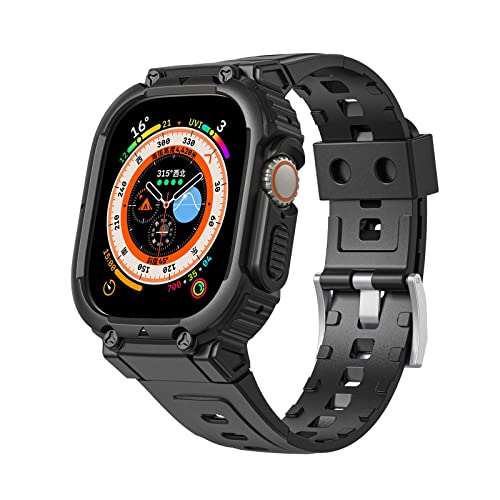 VeveXiao Schutzhülle mit Armband kompatibel mit Apple Watch Ultra 49mm Armband mit Hülle, robuste Schutzhülle mit Armband für iWatch Ultra 49 mm Armband für Herren und Damen (49mm, schwarz 1) von VeveXiao