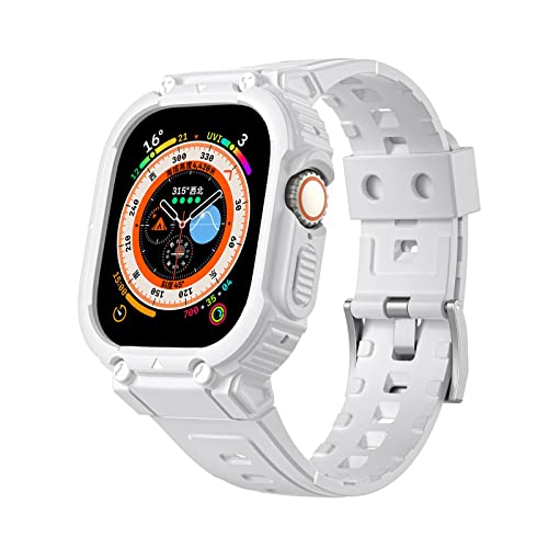 VeveXiao Schutzhülle mit Armband kompatibel mit Apple Watch Ultra 49mm Armband mit Hülle, robuste Schutzhülle mit Armband für iWatch Ultra 49 mm Armband für Herren und Damen (49mm, weiß) von VeveXiao