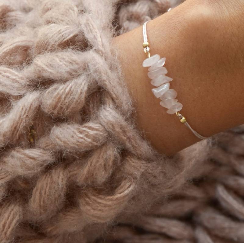 Armband Mit Rosenquarz Splittern Gold/Hübscher Brautschmuck von VeviqueJewelry