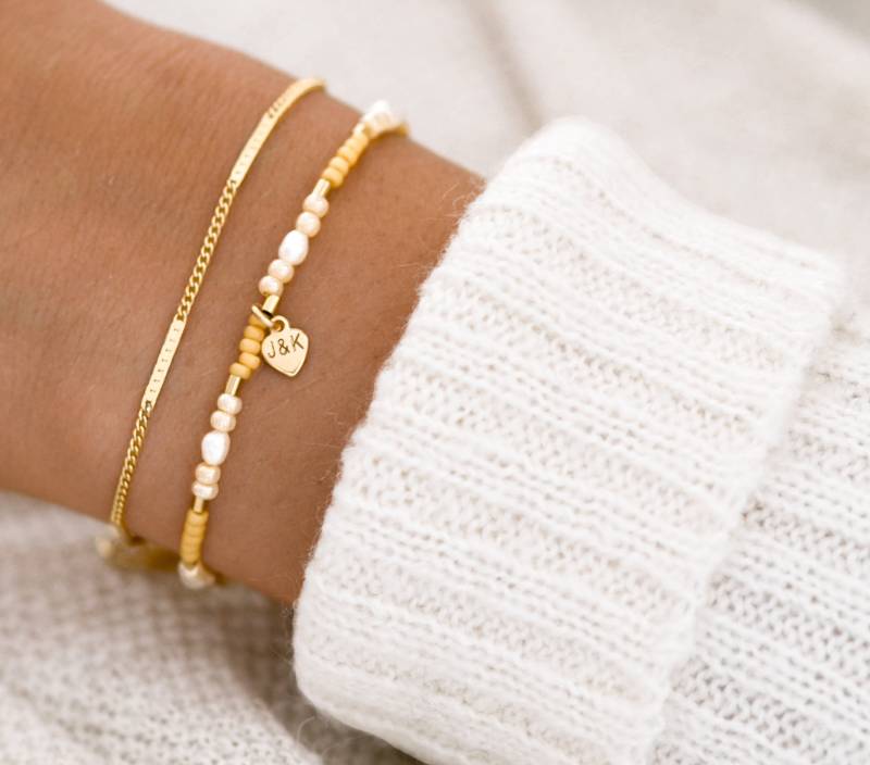 Perlenarmband Personalisiert Gelb | Zauberhaftes Geschenk Zur Hochzeit von VeviqueJewelry