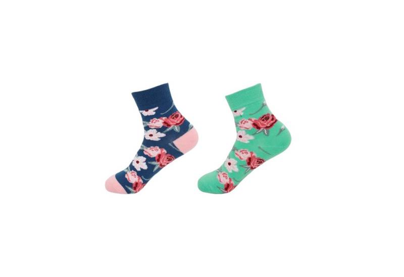 VewoTex Basicsocken 2er Pack Damen Socken » 2 Paar Strümpfe "Garden Socks" (2 Paar Socken, 2-Paar, 2er Pack) » atmungsaktive Damensocken in Einheitsgröße (36-41) » Blumendesign von VewoTex