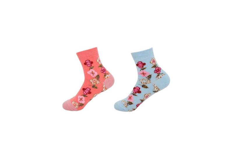 VewoTex Basicsocken 2er Pack Damen Socken » 2 Paar Strümpfe "Garden Socks" (2 Paar Socken, 2-Paar, 2er Pack) » atmungsaktive Damensocken in Einheitsgröße (36-41) » Blumendesign von VewoTex