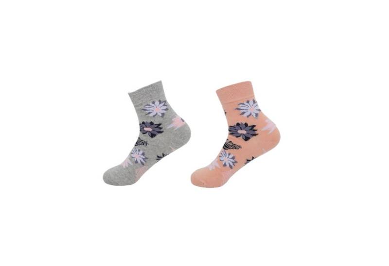 VewoTex Basicsocken 2er Pack Damen Socken » 2 Paar Strümpfe "Garden Socks" (2 Paar Socken, 2-Paar, 2er Pack) » atmungsaktive Damensocken in Einheitsgröße (36-41) » Blumendesign von VewoTex