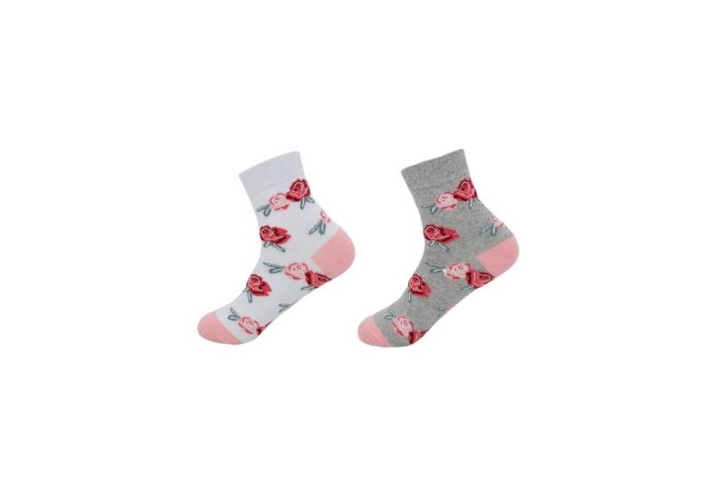 VewoTex Basicsocken 2er Pack Damen Socken » 2 Paar Strümpfe "Garden Socks" (2 Paar Socken, 2-Paar, 2er Pack) » atmungsaktive Damensocken in Einheitsgröße (36-41) » Blumendesign von VewoTex