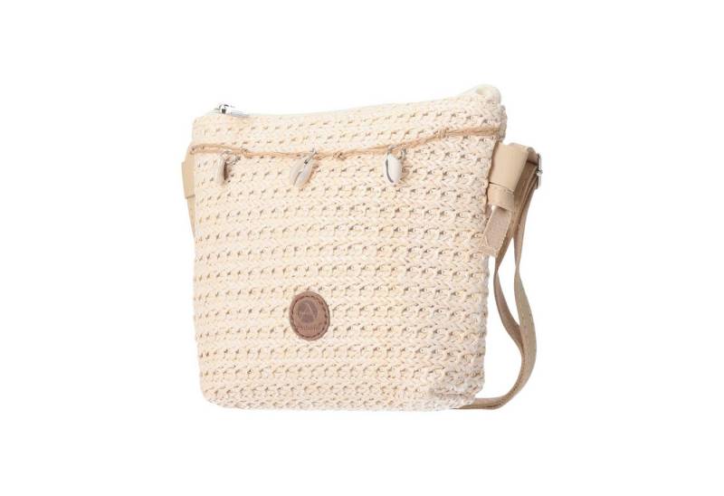 VewoTex Clutch XS Damen Bast Tasche » kleine Umhängetasche ca. 18 x 15 cm (Einzelne Tasche, Kein Set), sommerliche Clutch » Handtasche mit kleinen Muscheln von VewoTex