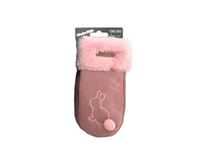 VewoTex Fäustlinge Winter Kinder Suede » Handschuhe Hase mit Teddy (Paar, 2-St., 1 Paar Fäustlinge) » Günstige Kinderhandschuhe weich gefüttert » Kunstfell am Handgelenk von VewoTex