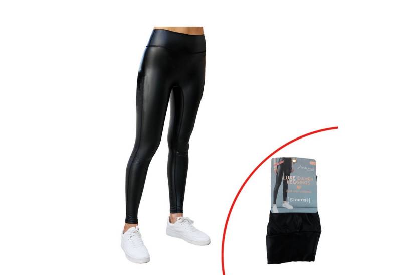 VewoTex Leggings Damen Leggings Wet Look Schwarz » High-Waist Lederoptik Yogahose (Kein Set, 1-tlg., Einzelne Leggings) » Kunstleder-Leggings Formender Effekt von VewoTex