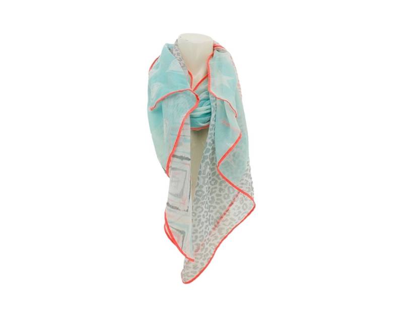 VewoTex Modeschal Damen Schal » Bunt mit Neon Rand » leichter Sommerschal 180 x 70 cm, (Einzelner Schal, 1-St. Kein Set), Halstuch mit verschiedenen Mustern » Damenschal weich & dünn von VewoTex